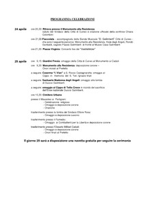 Locandina Programma celebrazioni del 25 aprile