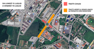 i tratti interessati dai lavori su C.so De Gasperi