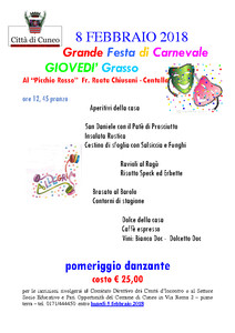 Locandina Pranzo di carnevale dei centri di incontro cittadini