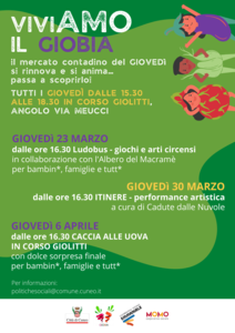 Prossimi appuntamenti del "ViviAMO il Giobia" il mercato contadino del giovedì in corso Giolitti a Cuneo
