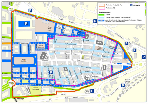 mappa con evidenziate le aree dove è consentita la sosta con Pass