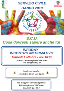 Locandina Incontro informativo all'Informagiovani sul bando del Servizio Civile 2019