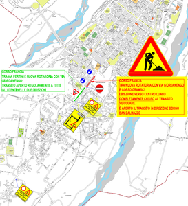indicazione della segnaletica di preavviso di cantiere