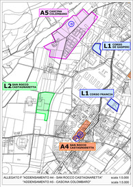 Allegato F “Addensamento A4 – San Rocco Castagnaretta”;“Addensamento A5 – Cascina Colombaro” 1:5000