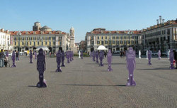 Stand della Polizia Municipale in Piazza Duccio Galimberti
