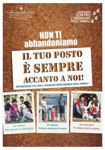 Manifesto campagna Ministero Salute contro abbandono animali