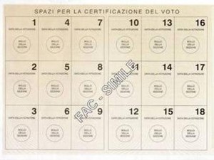 Facsimile di una tessera elettorale