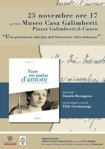 Locandina Lettura/conversazione sul tema: Una Giovinezza alla fine dell’Ottocento: Alice Schanzer