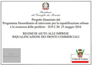 Modello della targa per riqualificazione fronti commerciali