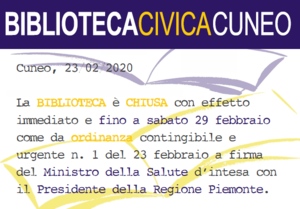 Chiusura biblioteche ordinanza 23 febbraio