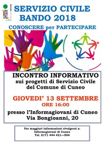 Locandina Incontro informativo all’Informagiovani sul bando del Servizio Civile 2018