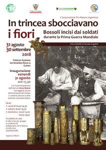 Locandina mostra In trincea sbocciavano i fiori  - Bossoli incisi dai soldati durante la Prima Guerra Mondiale