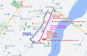 planimetria con indicazione del percorso alternativo