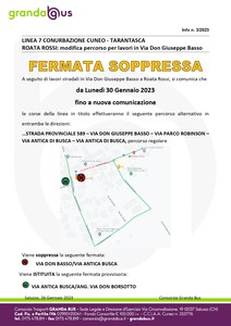 Linea 7 Conurbazione Cuneo – Tarantasca. Modifica percorso e fermate