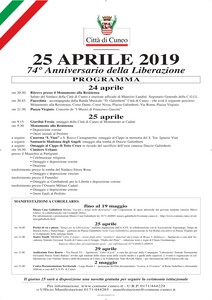 Locandina Programma celebrazioni del 25 aprile 2019