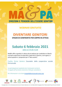 PROGETTO "MA&PA'": webinar gratuiti locandina DIVENTARE GENITORI - SPAZIO DI CONFRONTO PER COPPIE IN ATTESA