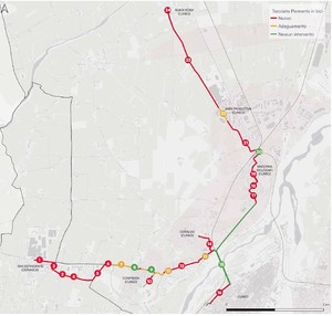 La mappa con il tracciato delle piste ciclabili che saranno realizzate