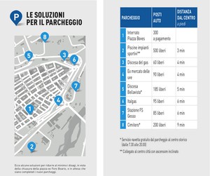 la mappa dei parcheggi attualmente disponibili nel centro storico