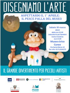 Locandina Disegniamo l’Arte 2019  Aspettando il 1 aprile: il pesce palla del Museo civico di Cuneo