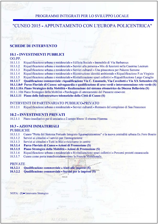 Immagine raffigurante l'Elenco delle schede d'intervento