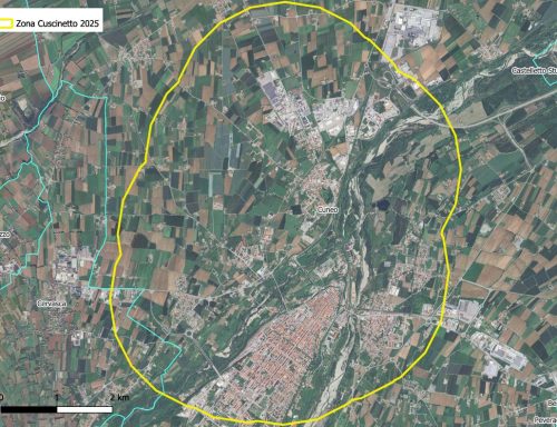 Mappa dell'area delimitata aggiornata per il focolaio di Cuneo