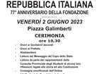 Manifesto Cerimonia per la Festa della Repubblica 2023